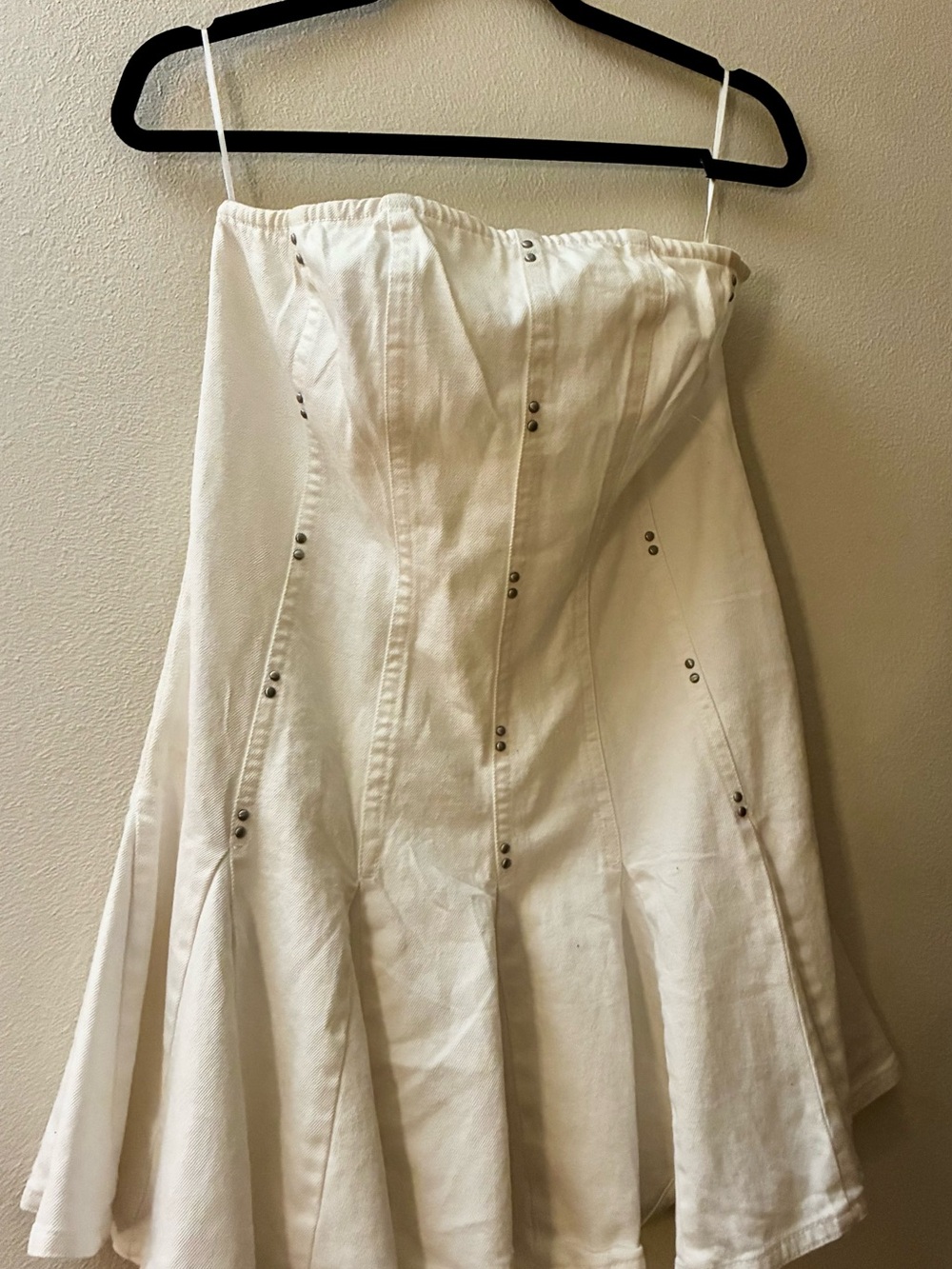 Time and Tru White Strapless Circle Skirt with Stud Accents